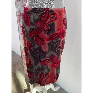 Y2k Floral Velvet Midi SKirt